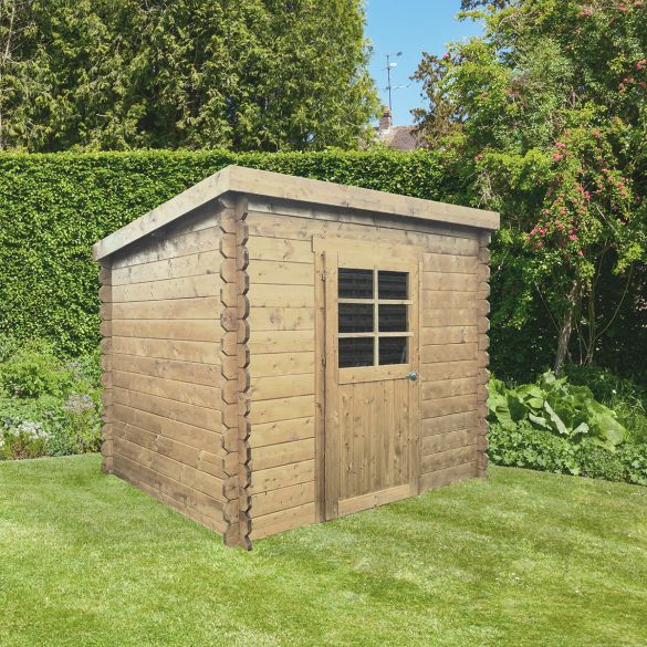 Abri jardin bois brut PASSAU 198 x 198 cm toit plat - 3,92 m² - S8604 SOLID