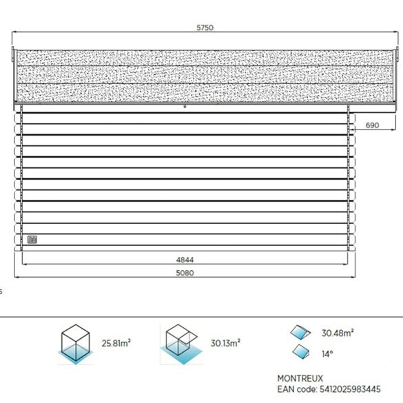 Chalet de jardin bois traité 25,81 m² MONTREUX - 508x508-69 cm - S8344-1 SOLID