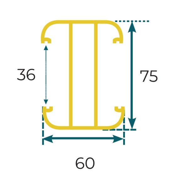 Poteau de clôture alu EvoluH34 pour lame et écran 34 mm - L. 2,30 m - 75x60 mm