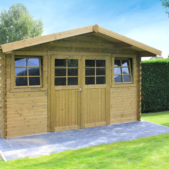 Abri de jardin bois 28mm traité DOLE 388x298 cm - 11,56 m² - S8384-1 SOLID