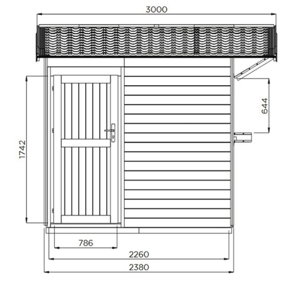 Abri de jardin en bois autoclave 12 mm PECQ 298x238 cm - 7,09 m² - S8725-1