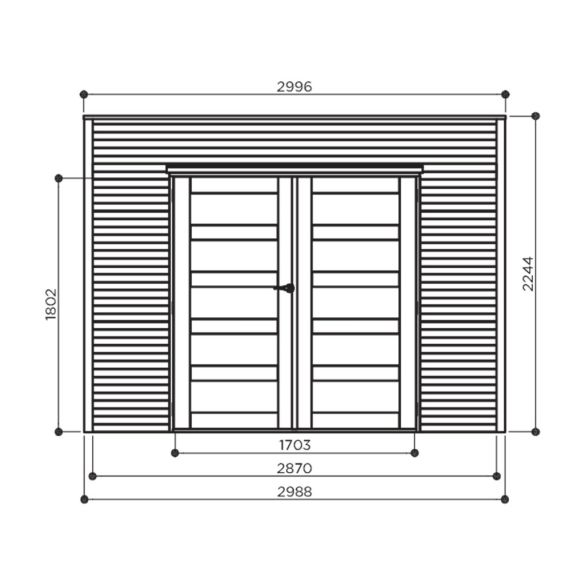 Abri jardin bois autoclave 5,94 m² CAPRI - toit plat - 299x199 cm - S8731-1 SOLID