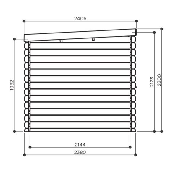 Abri de jardin en bois brut 5,66m² NEVERS 238x238cm - S8332 SOLID