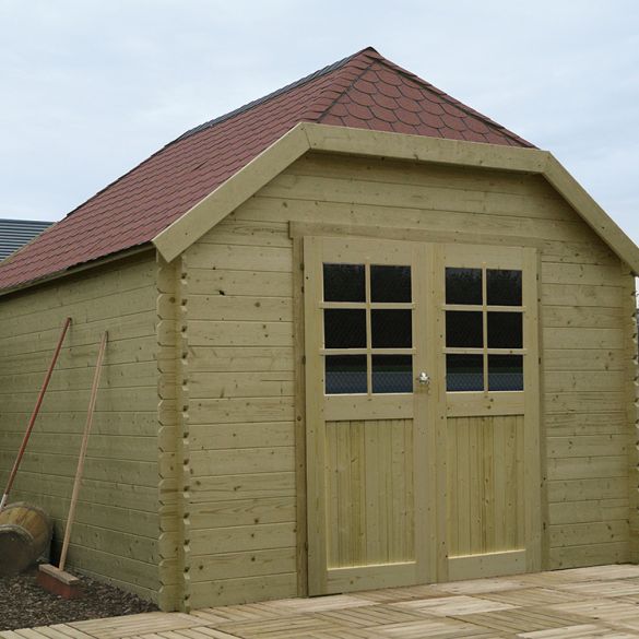 Chalet bois traité autoclave 28 mm LIMERICK 298 x 388 cm 11,56m² - S8505-1 SOLID