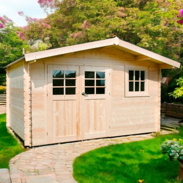 Chalet en  bois brut 34mm SALZBURG 388x298 cm - 11,56m² - S8964 SOLID