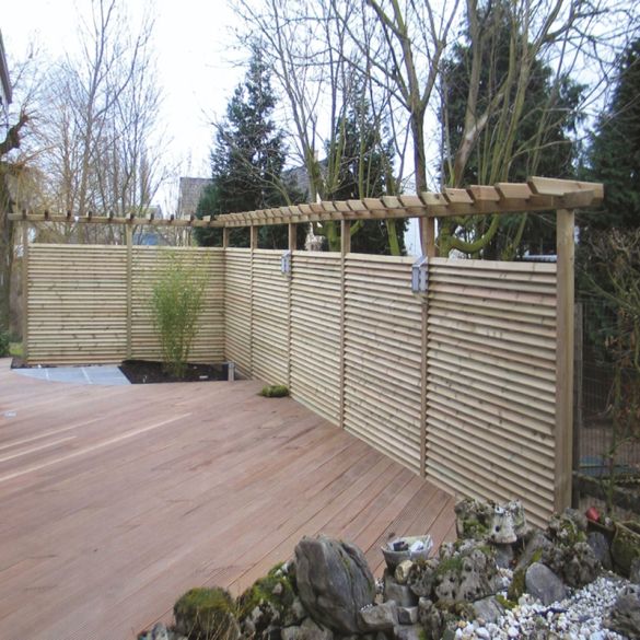 Panneau clôture persienne LAMELLO - 178x180 cm - en pin traité