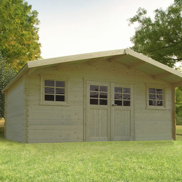 Chalet jardin en bois brut 28 mm DOUAI 508x298 cm - 15,14 m² - S8309 SOLID