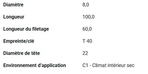 50 Vis à bois de construction TK Ø 8x100 mm - Torx 40 - Tête bombée - PFS+