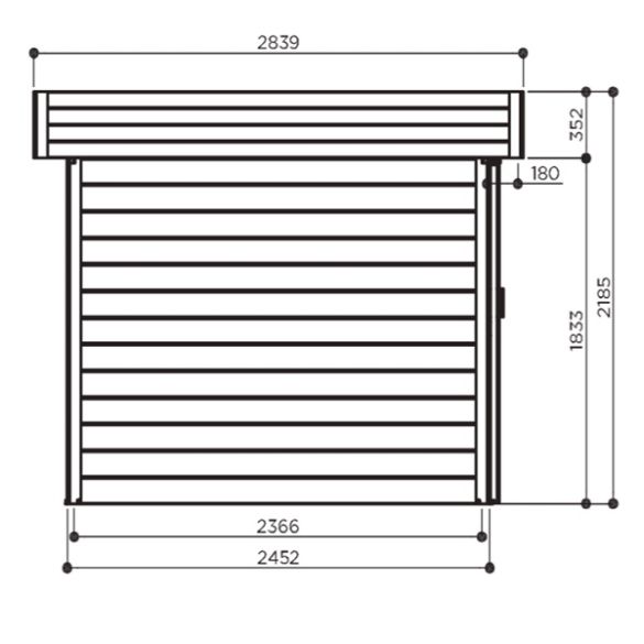 Abri bois 28 mm avec pergola ARHUS 8,17m² - 333 + 322x245 cm - S8387