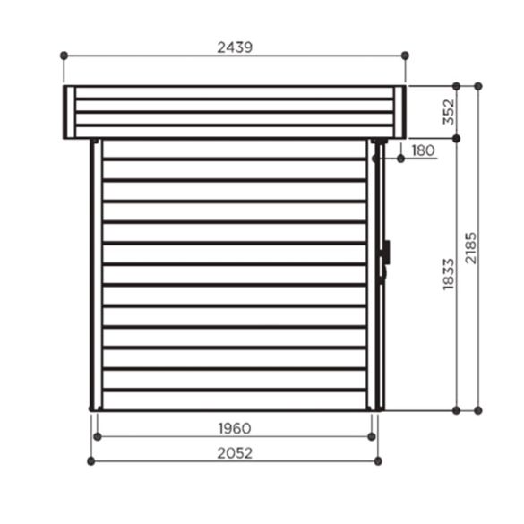 Abri de jardin bois brut 28mm BERGEN 243x205 cm - 4,99m² - S8214 SOLID