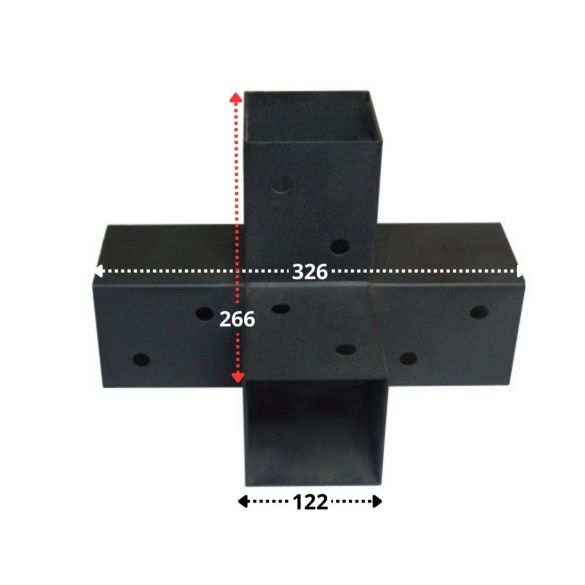 Connecteur 4 directions - 122x266x326 mm - pour poteaux bois 120x120 mm