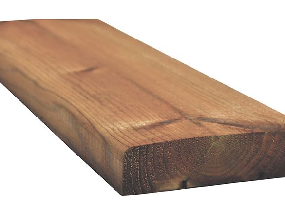 Lame de terrasse pin - profil bombé - Classe 4 marron - 3600x120x28 mm