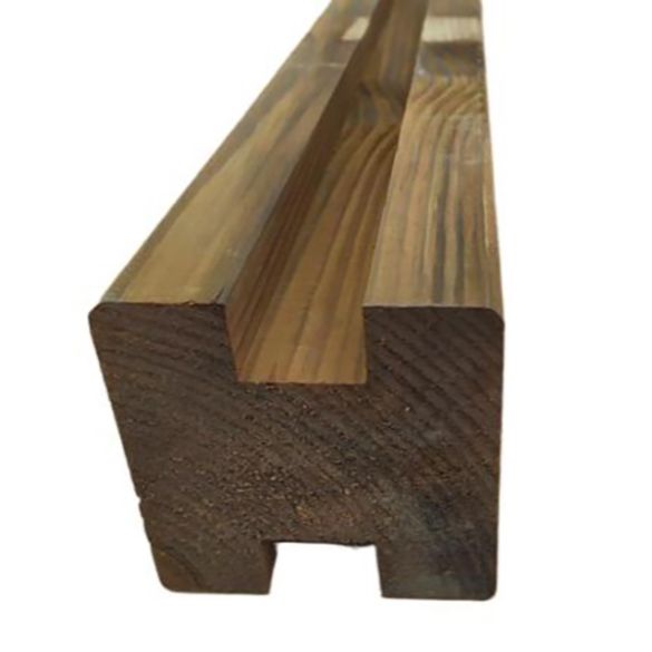 Poteau intermédiaire 90x90 mm en pin Cl4 marron L. 2,40 m pour lames 25 mm