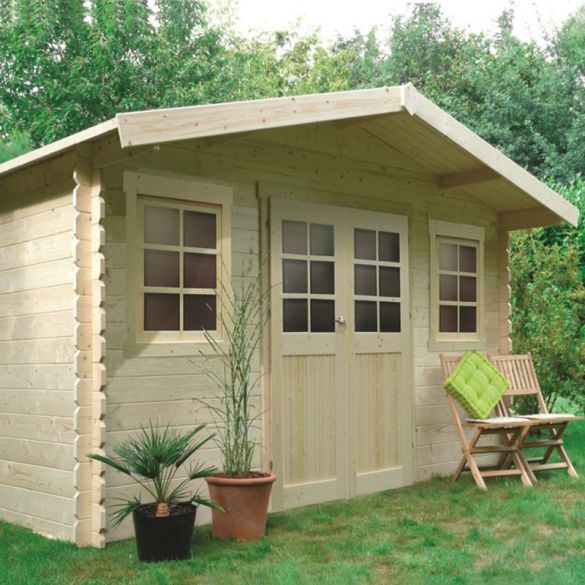 Abri de jardin en bois brut 28mm DOLE 388x298 cm - 11,56 m² - S8384 SOLID