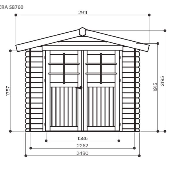 Abri de jardin en bois brut 19 mm GERA 6,15 m² - 248x248 cm - S8760 SOLID