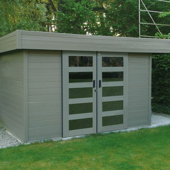 Abri jardin 28 mm avec auvent LARVIK 8,17m² - 333+121x245 cm - S8221 SOLID