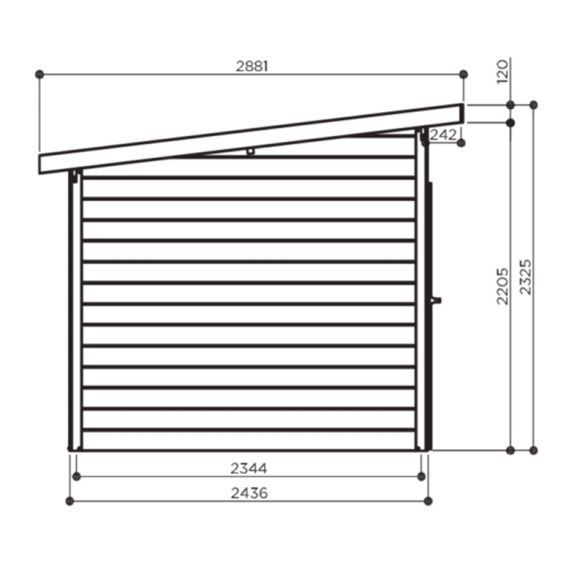 Abri jardin bois brut 28 mm VERONA 303x244 mm - 7,39m² - S8244 SOLID