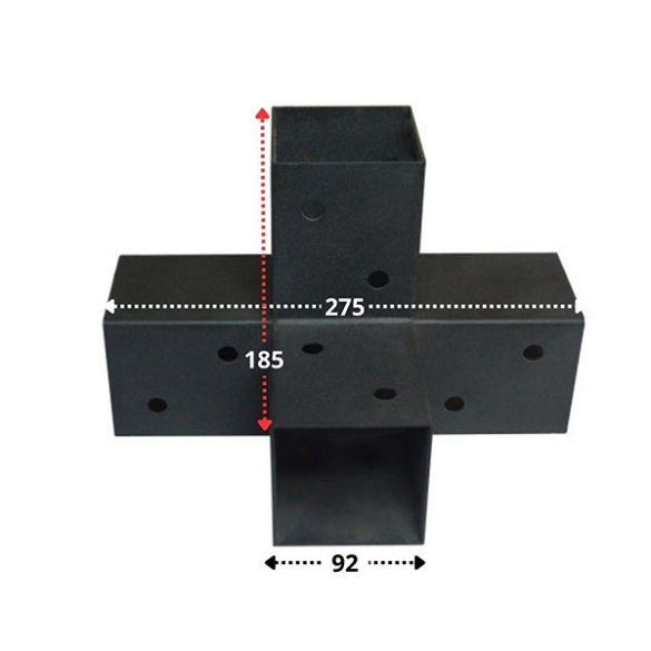 Connecteur 4 directions - 92x185x275 mm - pour poteaux bois 90x90 mm
