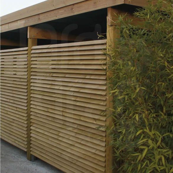 Panneau clôture persienne LAMELLO - 178x180 cm - en pin traité