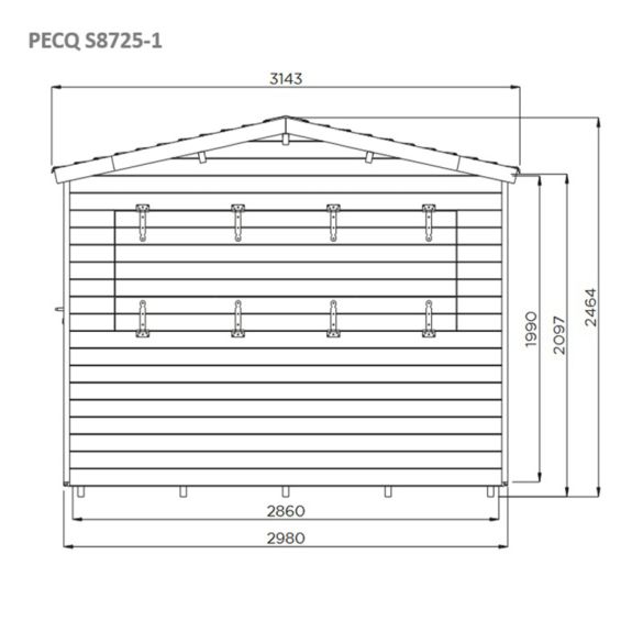 Abri de jardin en bois autoclave 12 mm PECQ 298x238 cm - 7,09 m² - S8725-1