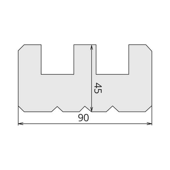 Demi poteau bois 90x45 mm L. 1,95 m - 2 rainures 22 mm -  Classe 4 marron