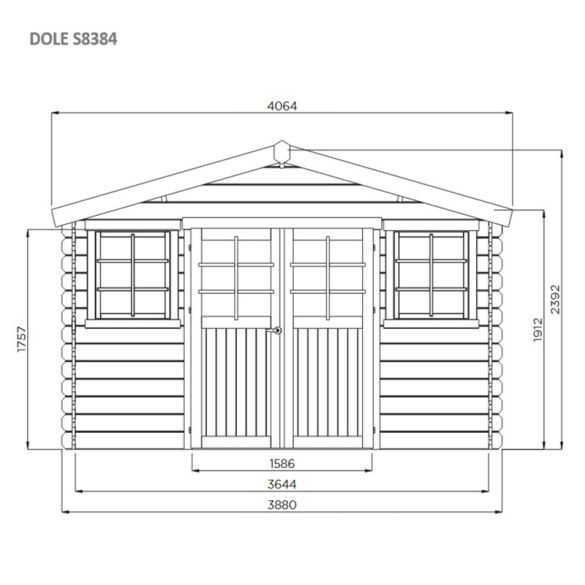 Abri de jardin bois 28mm traité DOLE 388x298 cm - 11,56 m² - S8384-1 SOLID
