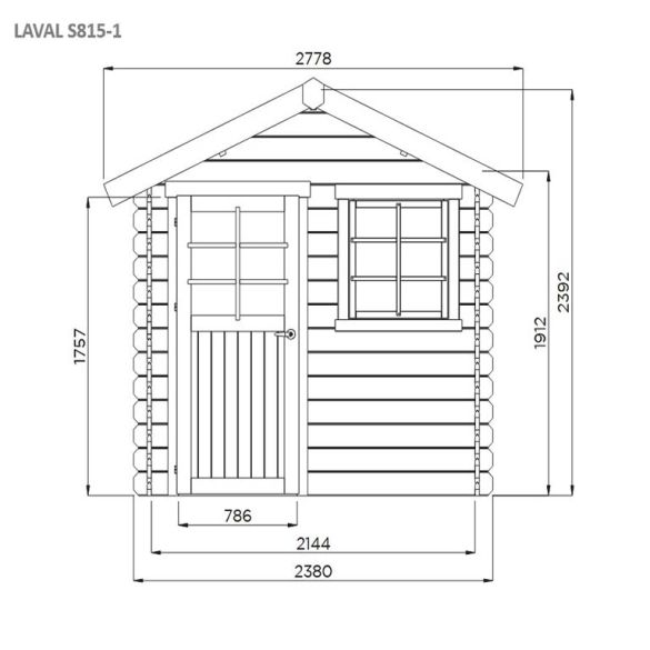 Abri de jardin 28 mm en bois autoclave LAVAL 238x198 cm - S815-1 SOLID