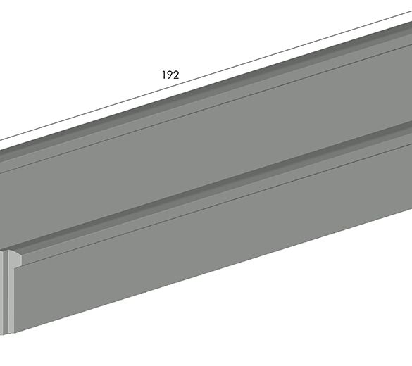 Plaque béton de soubassement avec demi chaperon - L. 1,92 m - 240x33 mm