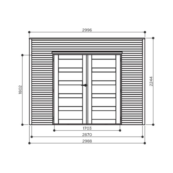 Abri de jardin en bois traité BARI 19 mm – 8,69 m² - toit plat - S8741-1 SOLID