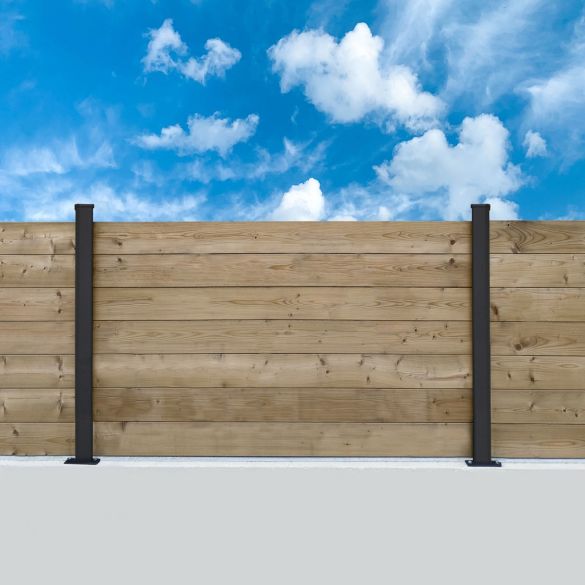 Poteau de clôture alu EvoluH34 pour lame et écran 34 mm - L. 2,30 m - 75x60 mm