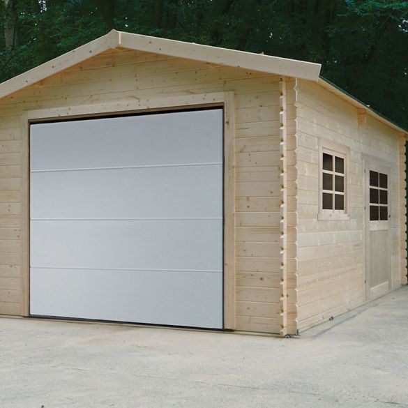 Garage bois brut 28 mm 18,19 m² Porte motorisée  358x508 cm - S8330 Solid
