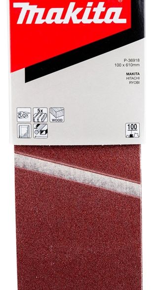 Bandes abrasives 100x610 mm grain 100 - bois et métal (x5) | MAKITA P-36918