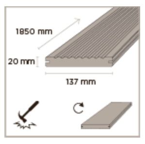 Lame de terrasse réversible en bambou brun foncé L. 1,85 m - 137x20 mm