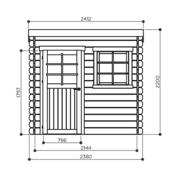 Abri de jardin en bois brut 5,66m² NEVERS 238x238cm - S8332 SOLID