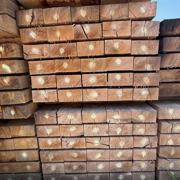 Traverse paysagère en chêne rouge 200x100 mm Long. 2,60 m