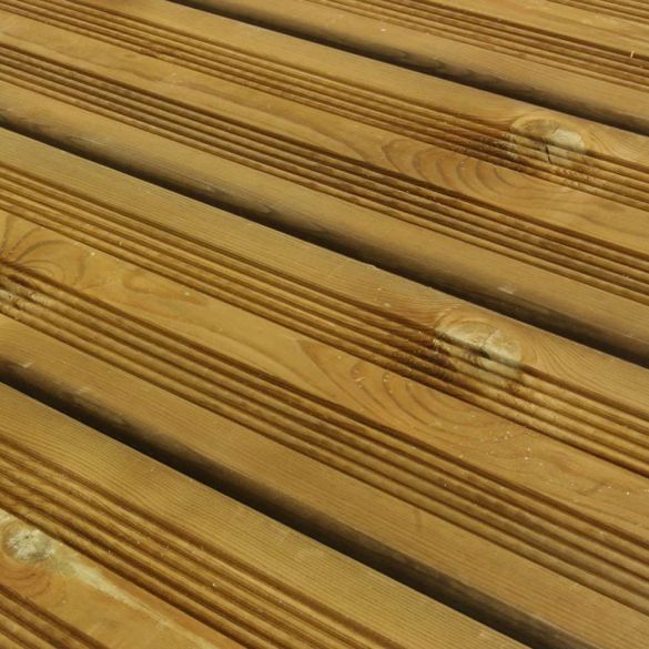 Lame de terrasse en pin du nord strié Classe 4 marron L.4,20 m - 145x27 mm