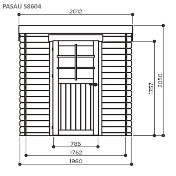 Abri jardin bois brut PASSAU 198 x 198 cm toit plat - 3,92 m² - S8604 SOLID