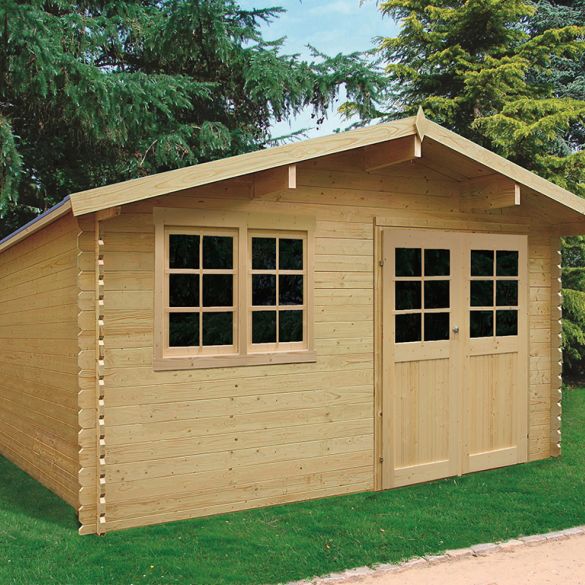 Abri de jardin en sapin brut 28 mm VISP 418x388 cm - 16,22 m² - S8386 SOLID