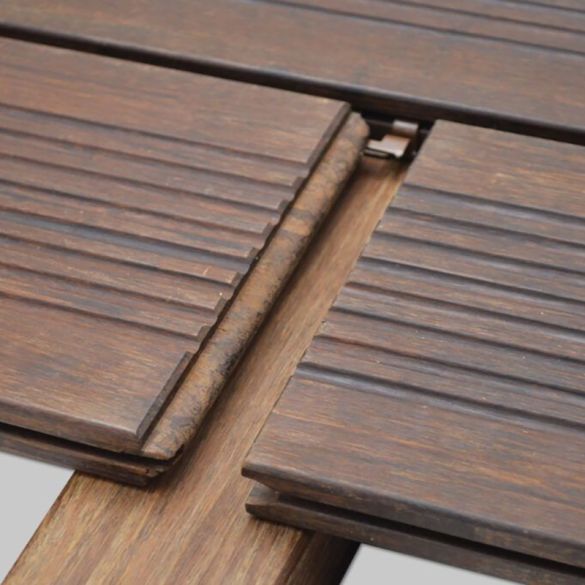 Lame de terrasse réversible en bambou brun foncé L. 1,85 m - 137x20 mm