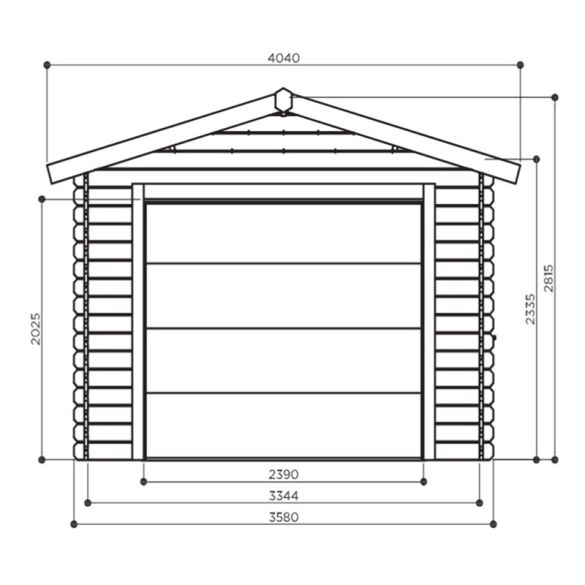 Garage bois massif 28 mm Traditional 18,19 m² - 358x508 cm - S8331 Solid