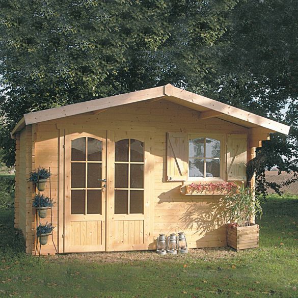 Abri jardin en sapin 40 mm MORZINE 388x328 cm - 12,73 m² - S8982 SOLID