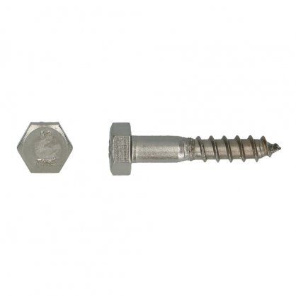 Tirefond acier inox A2 Ø10x80 mm DIN 571 - Boîte 50 pièces