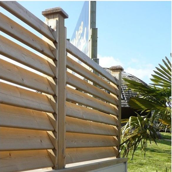 Lame de clôture bois persienne L. 1,94 m - 118x21 mm - en épicéa  traité Classe 3