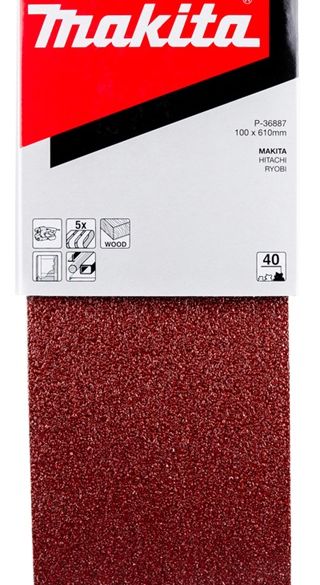 Bandes abrasives 100x610 mm - grain 40 - bois et métal (x5) | MAKITA P-36887