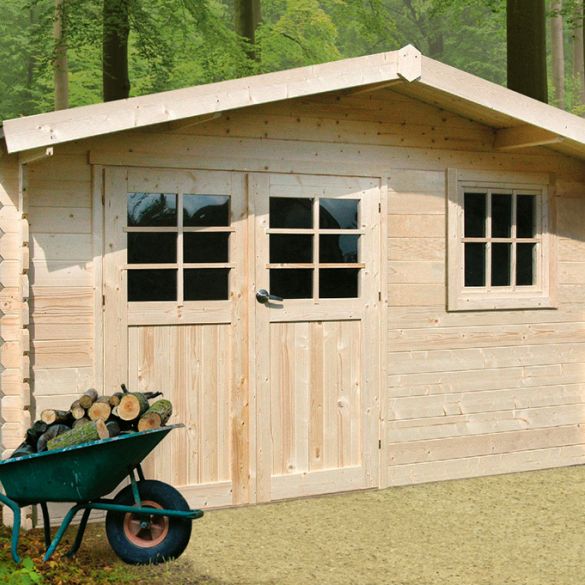 Chalet de jardin bois brut 34 mm LINZ - 388x388 cm - 15,05 m² - S8965 SOLID