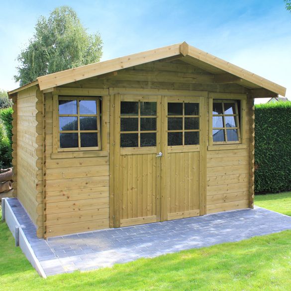 Abri de jardin bois 28mm traité DOLE 388x298 cm - 11,56 m² - S8384-1 SOLID