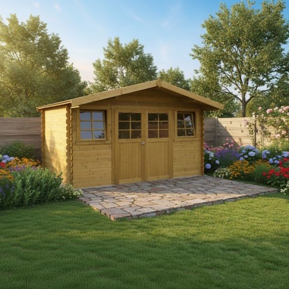 Abri de jardin bois 28mm traité DOLE 388x298 cm - 11,56 m² - S8384-1 SOLID