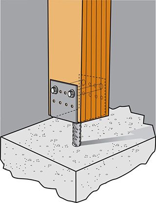 Pied de poteau en U à sceller PPD70/70G - Simpson Strong-Tie
