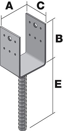 Pied de poteau en U à sceller PPD80/70G - Simpson Strong-Tie