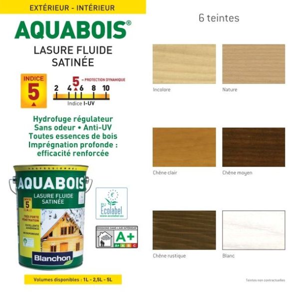 Lasure AQUABOIS Chêne clair 1L - Blanchon